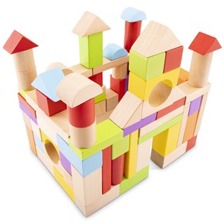 Building blocks in a drum - multi color - 100 pieces